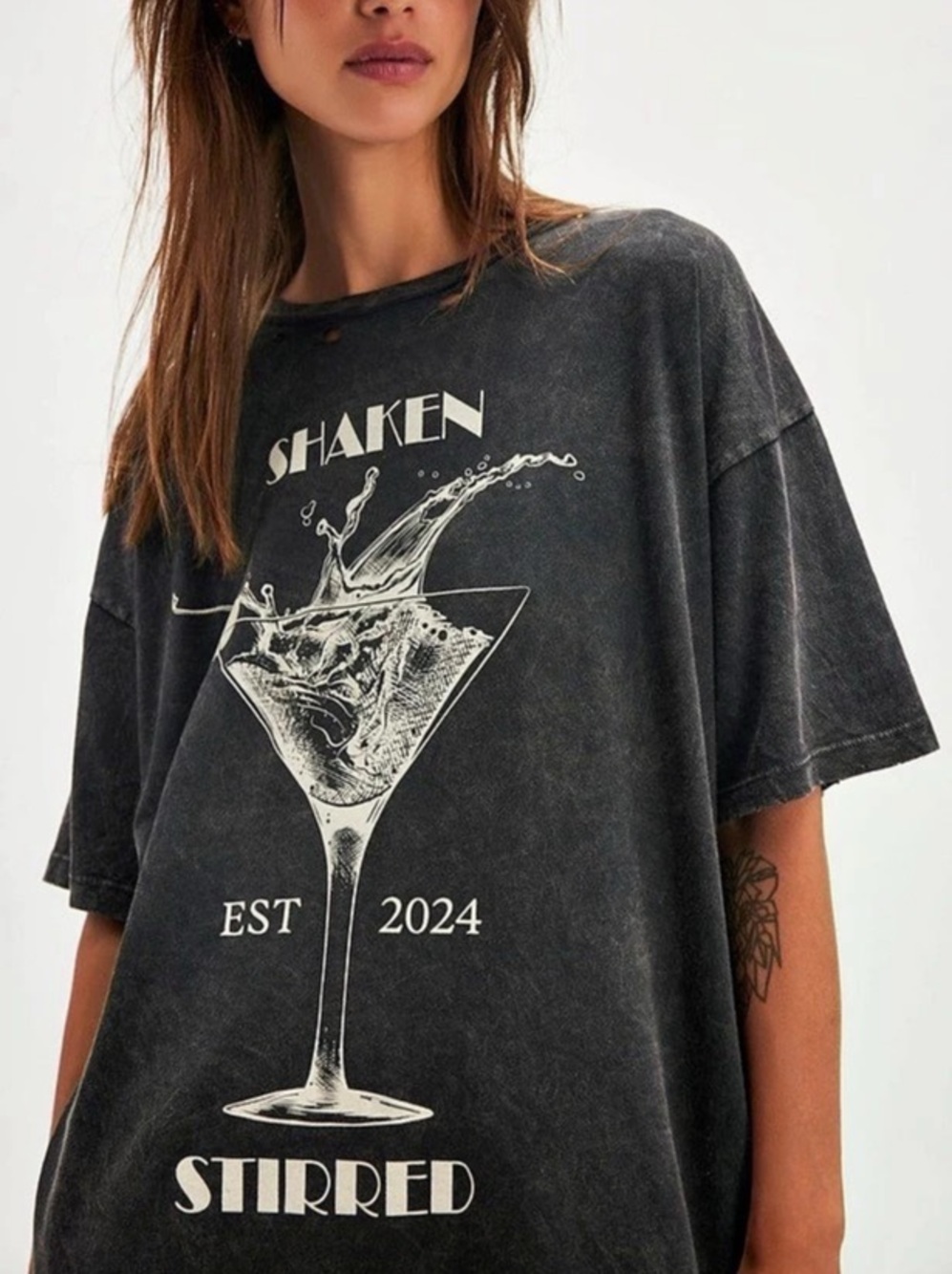 Shaken Stirred Martini Vintage Wash Graphic Tee Graphic Tee Black
